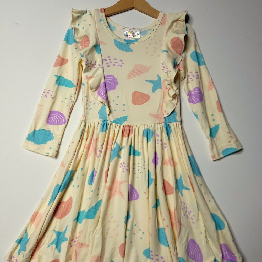 DotDotSmile Size 5/6 Ruffle Dress - NWT Sea Shell Print